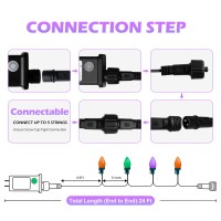 Recesky C7 Halloween String Lights 50 Led 24Ft Smooth Bulb Orange Purple Green Lights With Timing Function Extendable 8 Mode