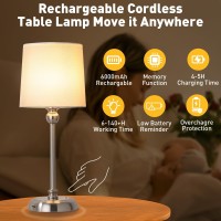 Baizhou Cordless Led Table Lamp 6000Mah Rechargeable Bedside Night Lamp For Bedroom Portable Touch Stepless Dimmable Battery O