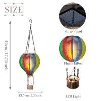 Teresas Collections Hot Air Balloon Solar Lantern For Garden Decor Halloween Christmas Party Flickering Flame Hanging Solar Lig