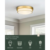 Cargifak 12 Inch Flush Mount Light Fixture 2Light Modern Ceiling Light With Polished Gold Finish For Hallway Kitchen Laundry B