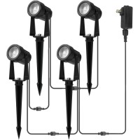 Banord Outdoor Landscape Lighting 4 Pack Low Voltage Led Outdoor Spot Lights With Transformer Ip65 Waterproof 2700K Warm Whit