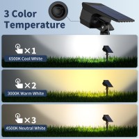 Kipeini Solar Spot Lights Outdoor 6 Pack 52 Led 3 Color Lighting Solar Lights Outdoor Waterproof Ip65 Dusk To Dawn Solar Pow