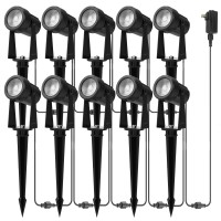 Banord Outdoor Landscape Lighting 10 Pack Low Voltage Led Spot Lights With Transformer Ip65 Waterproof 2700K Warm White For Y