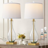 Wihtu Table Lamps Set Of 2 With Touch Control 27 Bedside Desk Lamps For Nightstand Decorations 3Way Dimmable Modern Glass T