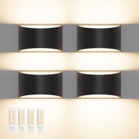 Black Led Wall Sconce Indoor 4 Pack 10W Interior Wall Light Fixture Modern Updown Hardwired Wall Lights Warm White 3000K