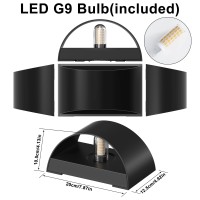 Modern Led Wall Sconce Indoor 4 Pack Black 10W Hardwired Wall Light Fixtureupdown Interior Wall Lightswaterproof Wall Sconc