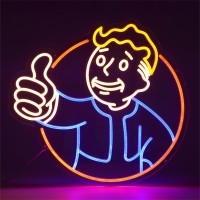 Vault Boy Neon Sign Fallout Merchandise For Wall Decor Dimmable Game Neon Sign For Wall Decor Man Cave Decor Bedroom Light Up Si