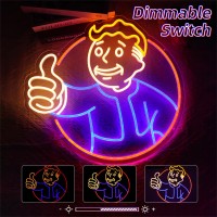 Vault Boy Neon Sign Fallout Merchandise For Wall Decor Dimmable Game Neon Sign For Wall Decor Man Cave Decor Bedroom Light Up Si