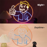 Vault Boy Neon Sign Fallout Merchandise For Wall Decor Dimmable Game Neon Sign For Wall Decor Man Cave Decor Bedroom Light Up Si