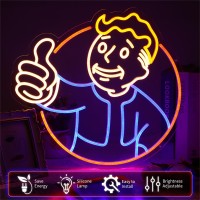 Vault Boy Neon Sign Fallout Merchandise For Wall Decor Dimmable Game Neon Sign For Wall Decor Man Cave Decor Bedroom Light Up Si