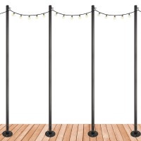 Excello Global Products Premium String Light Poles 4 Pack Extends To 10 Feet Deck Mount Woodconcrete