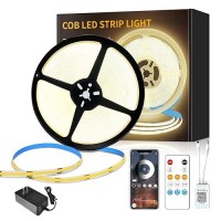 Yeewhale 328Ft Cob Led Strip Lights Dc 24V Dimmable 3000K Warm White Flexible Led Tape Light For Bedroom With Remote And App C