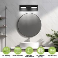 Okeli 3Light Bathroom Vanity Light Modern Led Vanity Light Over Mirror Matte Black Acrylic Wall Light Fixture 350 Rotatable