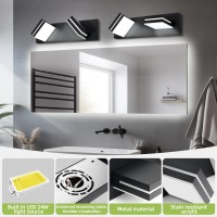 Okeli 3Light Bathroom Vanity Light Modern Led Vanity Light Over Mirror Matte Black Acrylic Wall Light Fixture 350 Rotatable