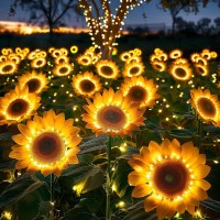 6 Pack Solar Lights Outdoor Solar Garden Lights Solar Flowers Outdoor Waterproof Sunflower Lights Solar Lights For Outside G