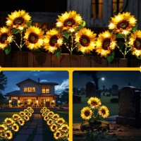 6 Pack Solar Lights Outdoor Solar Garden Lights Solar Flowers Outdoor Waterproof Sunflower Lights Solar Lights For Outside G