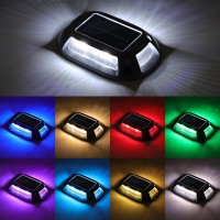 Volisun Solar Driveway Lights Dock Deck Lights 12 Pack 9 Colors In 1 Led Ip67 Waterproof Outdoor Warning Step Lights For Drivewa