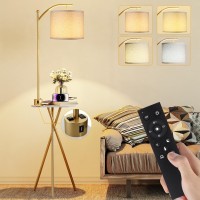 Rottogoon Floor Lamp With Table End Table Lamp With Remote Control And Charging Stationusb Typec Ac Port 4 Color Temper