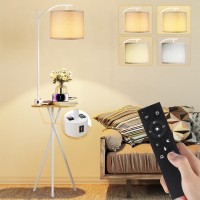 Rottogoon Floor Lamp With Table End Table Lamp With Remote Control And Charging Stationusb Typec Ac Port 4 Color Temper