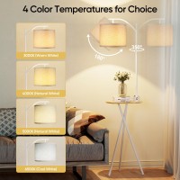 Rottogoon Floor Lamp With Table End Table Lamp With Remote Control And Charging Stationusb Typec Ac Port 4 Color Temper