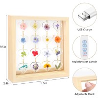 Smuk Resin Dried Flower Led Aesthetic Desk Lamp Unique 3 Way Dimmable Natural Pressed Flower Table Lamp With Wooden Frame For D