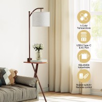 Rottogoon Floor Lamp With Table End Table Lamp With Remote Control And Charging Stationusb Typec Ac Port 4 Color Temper