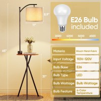 Rottogoon Floor Lamp With Table End Table Lamp With Remote Control And Charging Stationusb Typec Ac Port 4 Color Temper