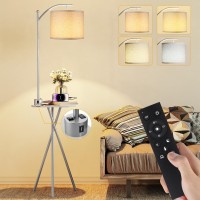 Rottogoon Floor Lamp With Table End Table Lamp With Remote Control And Charging Stationusb Typec Ac Port 4 Color Temper