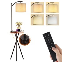 Rottogoon Floor Lamp With Table End Table Lamp With Remote Control And Charging Stationusb A Typec Ac Port 4 Color Temp