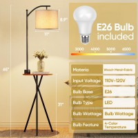 Rottogoon Floor Lamp With Table End Table Lamp With Remote Control And Charging Stationusb A Typec Ac Port 4 Color Temp