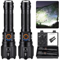 Auraseason Led Flashlights High Lumens Rechargeable 2 Pack 990 000 Lumen Super Bright Flashlights With 5 Modes Ipx7 Waterproof