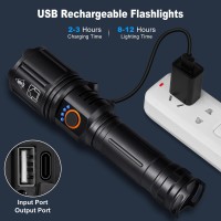 Auraseason Led Flashlights High Lumens Rechargeable 2 Pack 990 000 Lumen Super Bright Flashlights With 5 Modes Ipx7 Waterproof