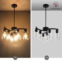 Cnratye 6Light Modern Farmhouse Black Chandelier Contemporary Dining Room Light Fixture Adjustable Height Hanging Industrial