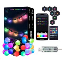 Super Rgb Outdoor String Lights 33Ft Patio Lights With Dimmable 50 Globe Rgb Led Bulbs Color Changing Lights With App Remote