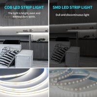 Yeewhale 328Ft Cob Led Strip Light White Dimmable Dc 24V 6000K Flexible Led Tape Light For Bedroom With Remote And App Control