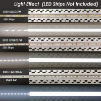 Besseto Plasterin Led Aluminum Channel 10 Pack 66Ft2 Meter Drywall Led Light Strip Diffuser Channel Trimless Recessed Plaste