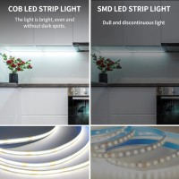 Yeewhale 328Ft Cob Led Strip Lights Dc 24V Dimmable 6000K White Flexible Led Tape Light For Bedroom With Remote And App Contro