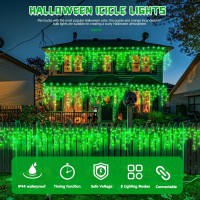 Jmexsuss 400 Led 388F Green Icicle Lights For Outside Green Halloween Icicle String Lights Indoor Outdoor Green Christmas Ici