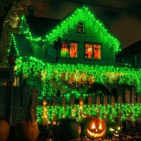 Jmexsuss 400 Led 388F Green Icicle Lights For Outside Green Halloween Icicle String Lights Indoor Outdoor Green Christmas Ici