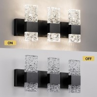 Epinl Black Bathroom Vanity Light Fixtures Bathroom Light Fixtures Over Mirror 3Light 4000K Led Crystal Wall Sconces Modern 30W