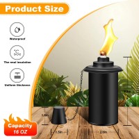 Fantorches 6 Pack Torch Canisters 16Oz Replacement Torch Refillable Canisters With Wicks Caps Outdoor Citronella Fuel Torch Ca