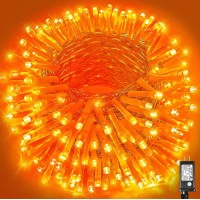 Vivideal 300 Led Halloween Lights Outdoor 99Ft Orange String Lights Indoor 8 Modes Clear Wire Plug In Waterproof Orange Christ