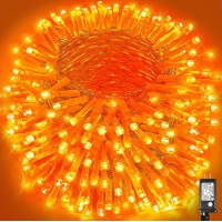 500 Led Halloween Lights Outdoor 165Ft Super Long Orange String Lights Indoor 8 Modes Clear Wire Plug In Waterproof Orange Chr