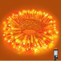 Vivideal 100 Led Halloween Lights Outdoor 33Ft Orange String Lights Indoor 8 Modes Clear Wire Plug In Waterproof Orange Christ