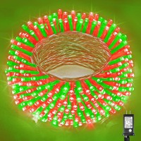 100 Led Halloween Lights Outdoor 33Ft Red And Green Christmas String Lights Indoor Clear Wire 8 Modes Plug In Waterproof Twink