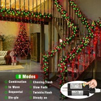 100 Led Halloween Lights Outdoor 33Ft Red And Green Christmas String Lights Indoor Clear Wire 8 Modes Plug In Waterproof Twink