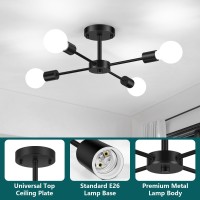 Lomoky 4Lights Black Semi Flush Mount Ceiling Light Light Fixtures Ceiling Mount With E26 Base Modern Sputnik Light Fixtures