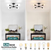 Lomoky 4Lights Black Semi Flush Mount Ceiling Light Light Fixtures Ceiling Mount With E26 Base Modern Sputnik Light Fixtures