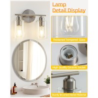 Seable Bathroom Light Fixtures 2Light Brushed Nickel Vanity Lights For Bathroom Modern Bathroom Lighting Fixtures Over Mirror