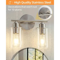 Seable Bathroom Light Fixtures 2Light Brushed Nickel Vanity Lights For Bathroom Modern Bathroom Lighting Fixtures Over Mirror